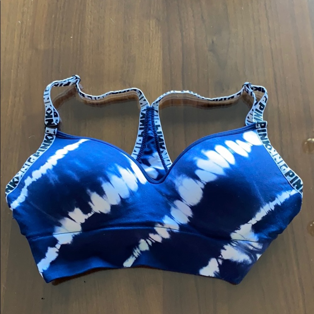 VS Pink blue tie dye sports bra